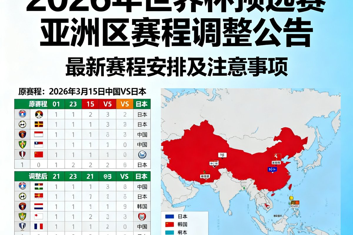 2026年世界杯预选赛亚洲区赛程调整的官方公告新闻配图